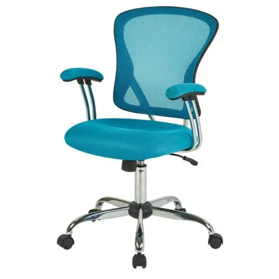 Blue Mesh High-Back Office Chair with Chrome Base, Adjustable Height and Tilt {1}