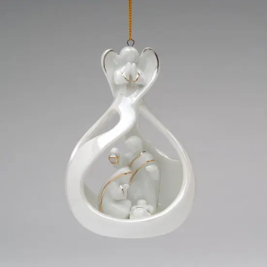 Ceramic Angel Watching Over Holy Family Nativity Ornament, Home D&eacute;cor, Religious D&eacute;cor, Religious Gift, Church D&eacute;cor, Baptism Gift {3}