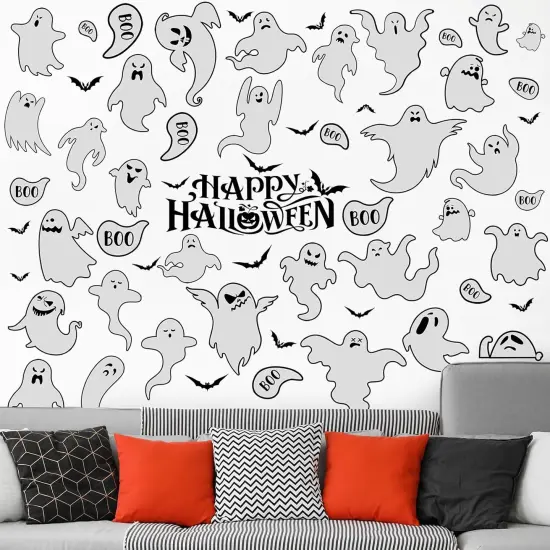 61 Pcs Halloween Ghosts Wall Stickers Decals Halloween Ghost Decorations {2}