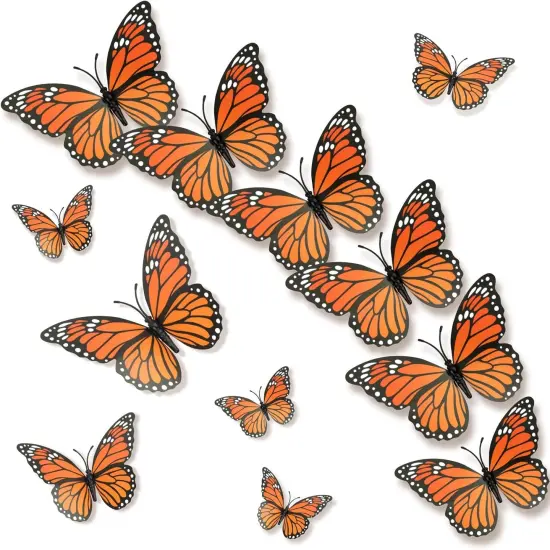 12 Pcs - Monarch Butterfly Decorations, 3D Monarch Butterfly Wall Decor {1}