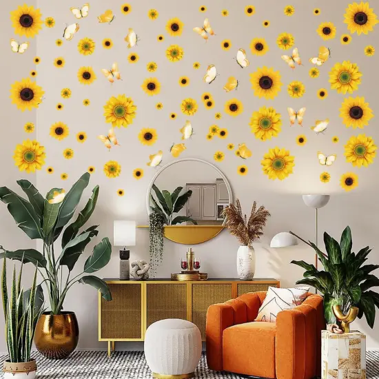 Sunflower Peel and Stick Wall Decals, Sunflower Decorations {5}