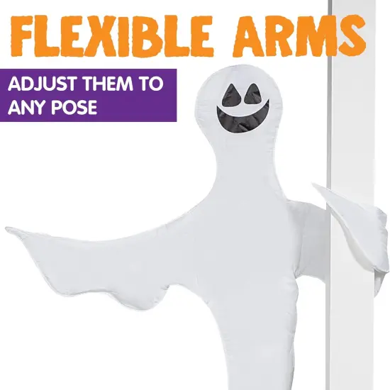 2 Pcs 53&rdquo; Tree Wrap Ghost Decoration - Happy Ghosts {4}