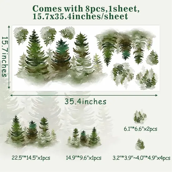 Watercolor Pine Tree Wall Decals {5}
