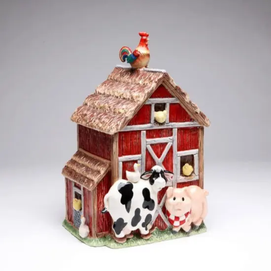 Ceramic Barn House with Farm Animals Cookie Jar, Home D&eacute;cor, Gift for Her, Gift for Mom, Kitchen D&eacute;cor, Farmhouse D&eacute;cor, Fall Decor {2}