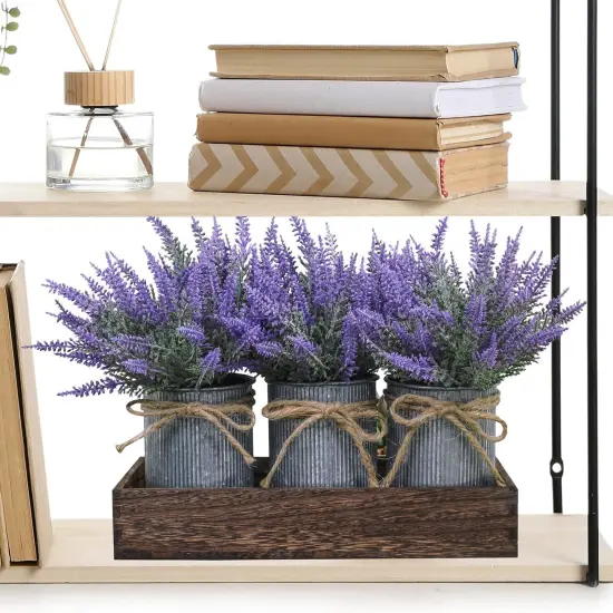 Set of 3 Artificial Lavender Plants &ndash; Rustic Farmhouse Table D&eacute;cor {3}