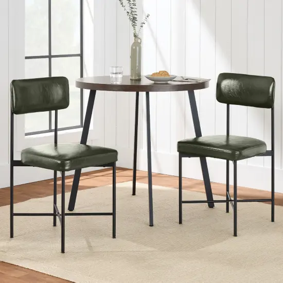 Best Choice Products Faux Leather Dining Chair Set of 2, Standard Height w/ Metal Frame Moss Green {4}