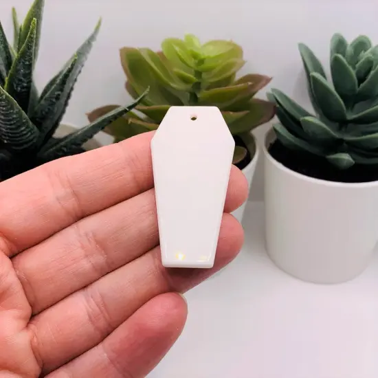 White Vampire Coffin with Blood and Bats Acrylic Charm, 45x22mm {3}