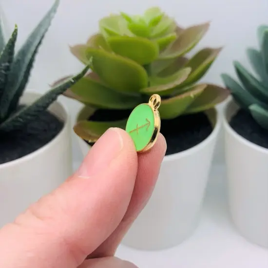 Light Green Enamel and Gold Zodiac/Astrology Charms, 15x12mm {4}