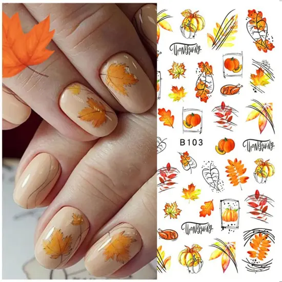 Fall Nail Art Stickers - 10 Sheets Maple Leaf Nail Art Supplies {4}