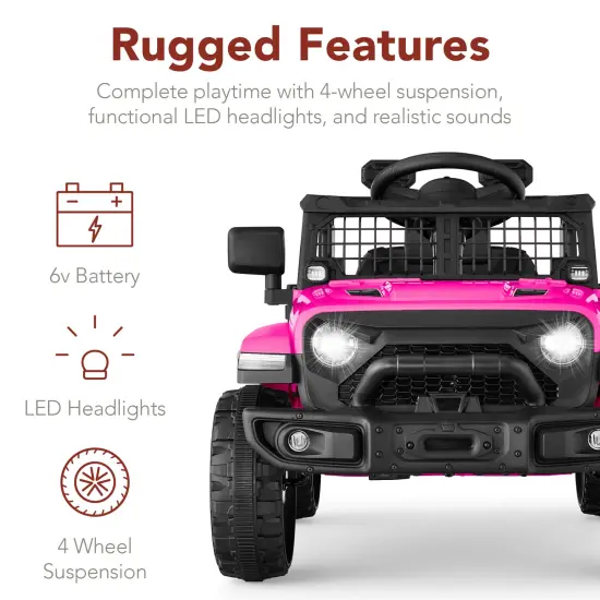 Best Choice Products 6V Kids Ride-On Truck Car w/ Parent Remote Control, 4-Wheel Suspension, LED Lights Hot Pink {6}