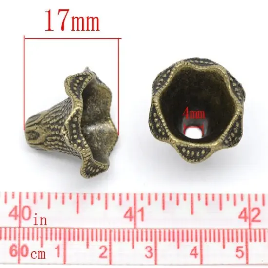 16x22mm Antique Bronze Calla Lily Tassel/Bead Caps {5}