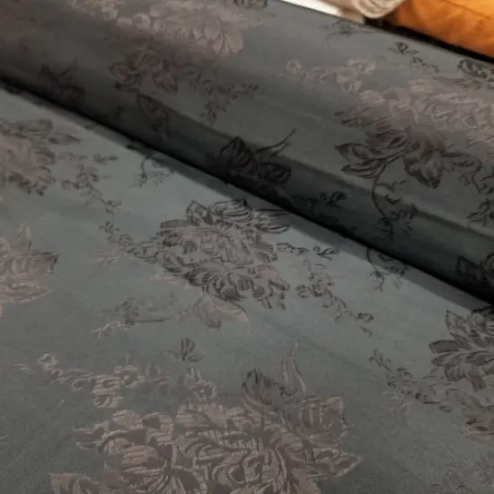 1 Yard Black Floral Satin Jacquard Brocade Fabric for Dresses Jackets Upholstery Decor 60 Inch Width {3}