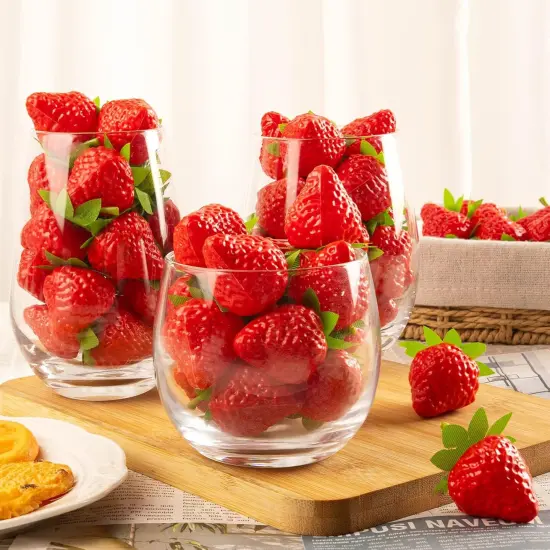 40Pcs Artificial Lifelike Fruit Plastic Strawberries,Fake Red Strawberries {4}