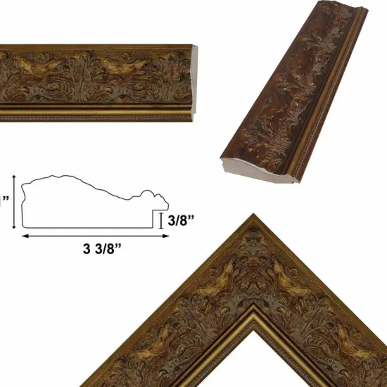 Wide Gold Ornate Floral Picture Frame 12x12 frame {3}