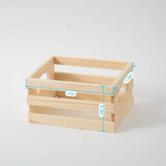 Set of 3 Rustic Wooden Nesting Crates with Handles {5}