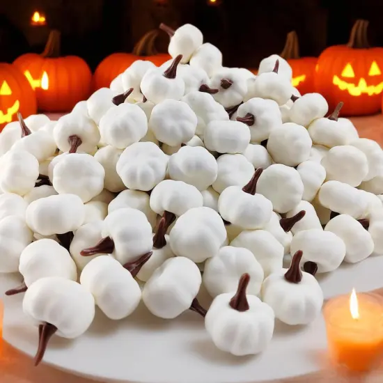 20PCS Mini Artificial Pumpkins (White) {5}