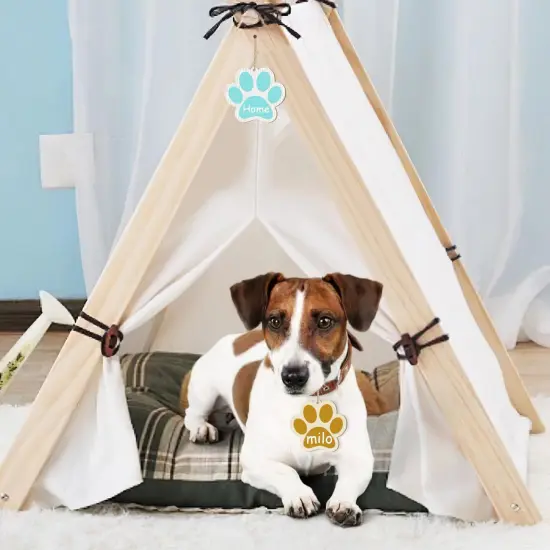 Wooden Dog Paw-Shaped Ornaments to Paint Dog House Decoration Cutouts Unfinished 24PCS, DIY Blank Unfinished Wood Discs Ornament for Pet Theme Party Crafts Hanging Christmas Thanksgiving Decoration {2}