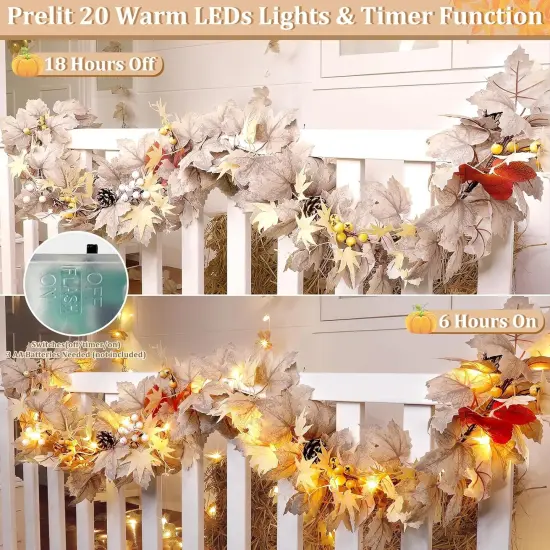 6Ft Pre-Lit Fall Garland {3}