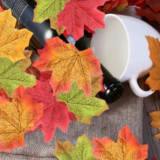 400PC Fake Fall Leaves Autumn Fall Decor Maple Leaf,4 Colors {4}