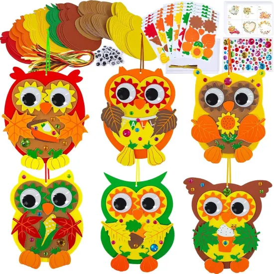 24 Sets Fall Craft Kits Autumn Crafts DIY Fall Owl Ornaments Decorations {1}