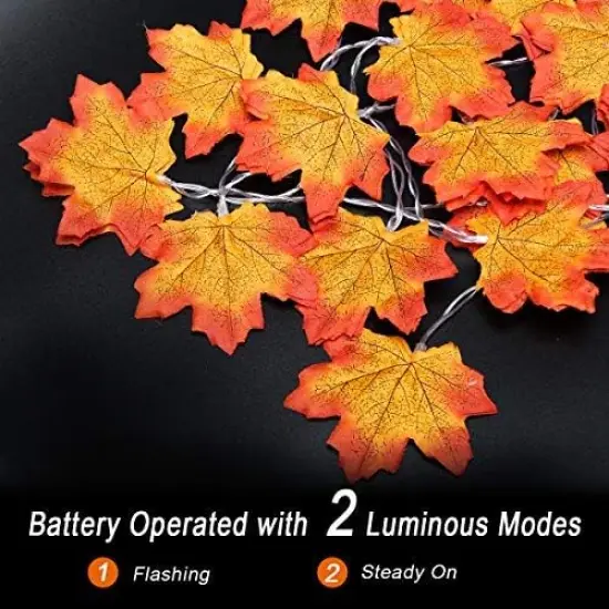 2 Pack Maple Leaves Fall Garland Lights - 13FT 40LED {3}
