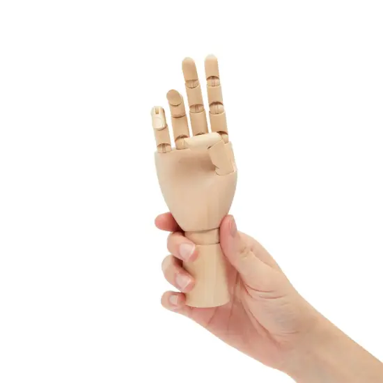 7 inch Wooden Hand Model - Wood Right Hand Art Mannequin Figure with Posable Fingers for Drawing School, Practice, Supplies, Jewelry Display, Decoration, Sketching Brown {7}