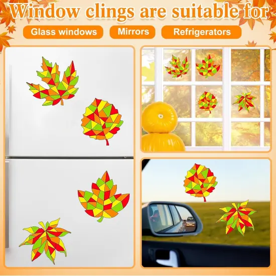 36 Pieces Thanksgiving Maple Leaves Window Clings,6 Inch in Diameter {5}