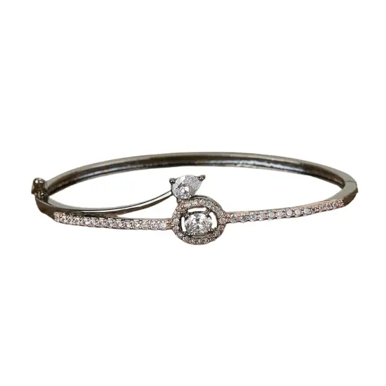 Cz Delicate Kada with Black Rose Plating Adjustable Bracelet Bangle Attract Bracelet Indian Jewelry for Women Designer Inspired Vintage Jewelry Everyday Jewelry Gift for Her Ruby {5}