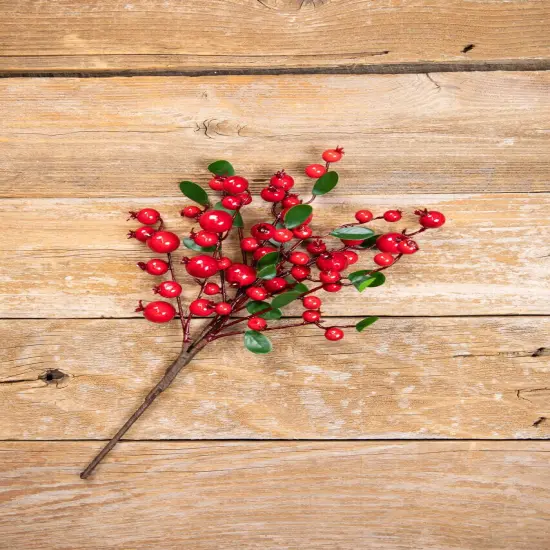 14" Mixed Waterproof Berry and Privet Leaf Christmas Spray – Festive Christmas Decoration {1}