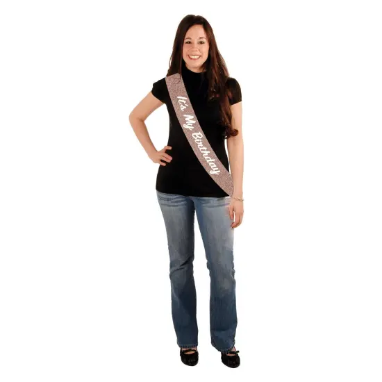 6 Pack Bulk It's My Birthday Party Glittered Sash {3}