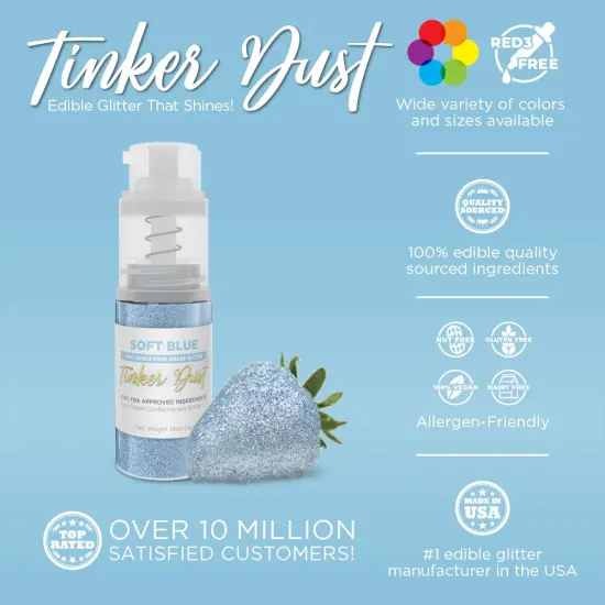 Bakell - Soft Blue Tinker Dust Edible Glitter (4g, 1x Spray Pump) for Food, Desserts, and Beverages! {2}