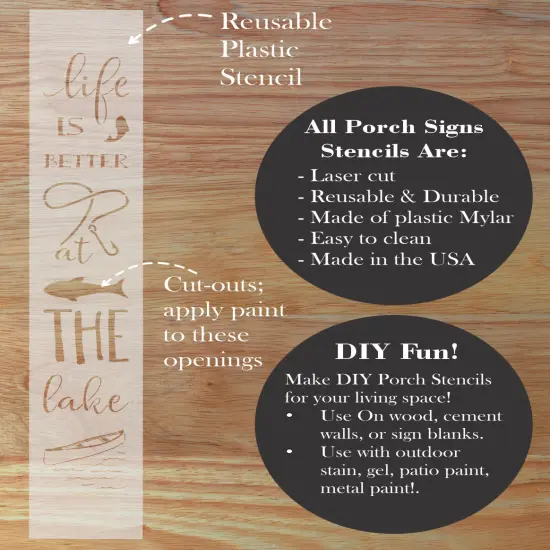 Life at the Lake Vertical Porch Sign Stencil {2}