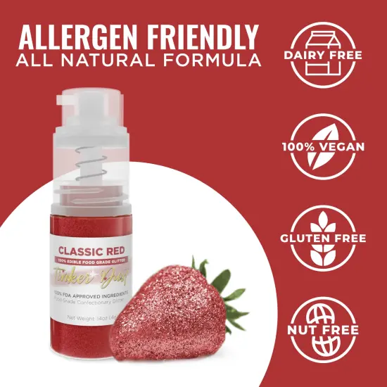 Bakell - Classic Red Tinker Dust Edible Glitter (4g, 1x Spray Pump) for Food, Desserts, and Beverages! {3}