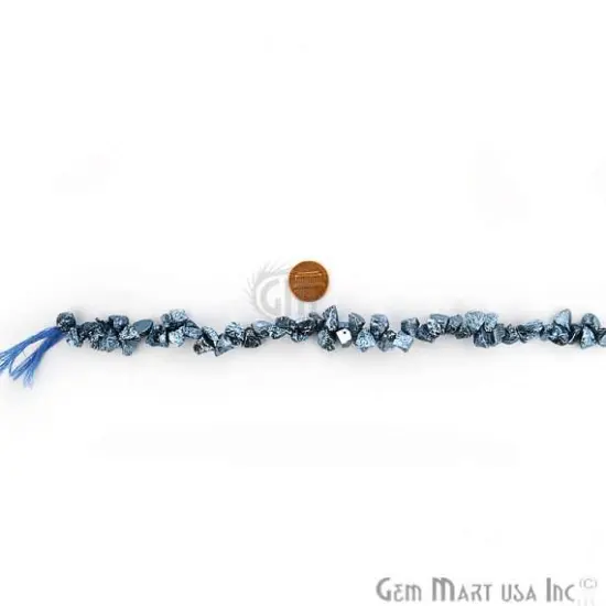 1 Strand Sky Blue Pyrite AAA High Quality Rough Nugget Chips 10Inch length Jewelry Making Supply (RLSB-70011) {4}