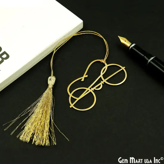 Metal Specs Shape Bookmark With Tassel. Gold Bookmark, Reader Gift, Handmade Bookmark, Page Marker, Aesthetic Gift. 70x38mm {1}