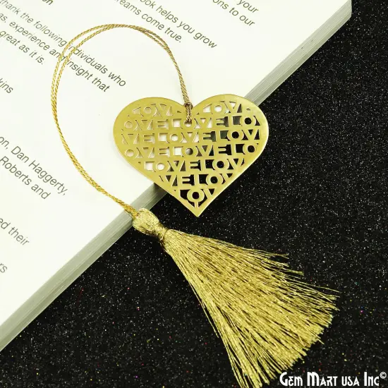 Metal Heart Love Bookmark With Tassel. Gold Bookmark, Reader Gift, Handmade Bookmark, Page Marker, Aesthetic Gift. 51x40mm {5}