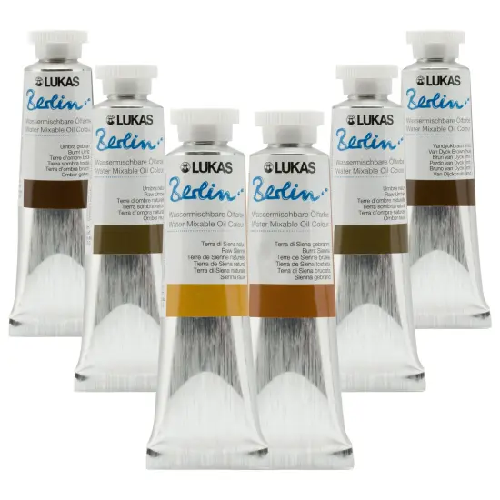 Lukas Water Mixable Oil Paint - Eco-Friendly, 37ml Browns Set of 6, Solvent-Free Artist Oil Paint with Lightfast Pigments and Beeswax for Smooth Consistency, Water Soluble, Quick-Drying {1}