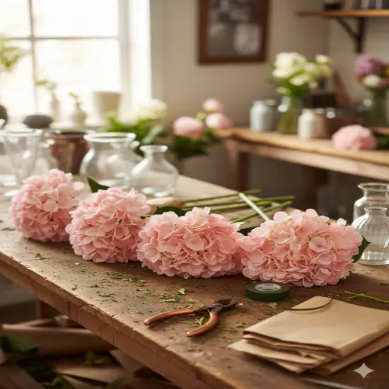 12PC Romantic 18-Inch Pink Hydrangea Stem Set of 12 - Charming 7-Inch Diameter - Ideal for Home D&eacute;cor, Wedding Centerpieces, and Special Occasion Floral Designs, Floral Home by Artificial Flowers {2}