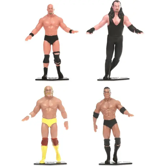 FleXfigs: WWE Legends - 4 Character Pack - Pro Wrestler Articulated Action Figures, Flex It - Pose It!, Collectible Toy Miniatures, Licensed, Kids 3+ {4}