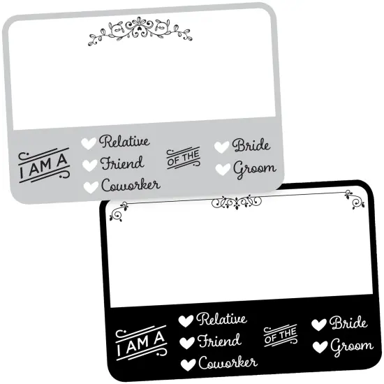 Avery Adhesive Name Tags, Wedding Guest, Black & Gray, 2-1/3" x 3-3/8", 80 Name Stickers (80023) {1}