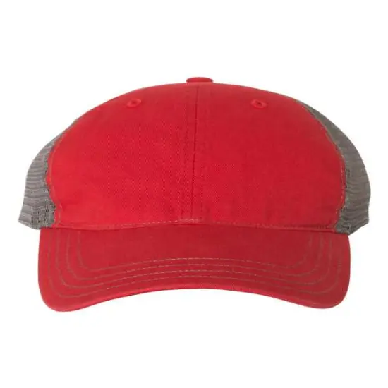 Richardson&reg; Garment Washed Trucker Cap Red/ Charcoal {1}