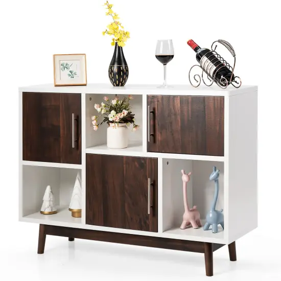 Costway Wood Display Storage Cabinet Console Table TV Stand Multipurpose w/ Door & Shelf {1}