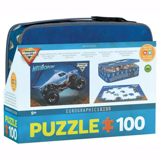 Eurographics: Monster Jam Puzzle & Lunch Box - Megalodon - 100-Piece Jigsaw & Insulated Zipper Bag - Shark-Themed Monster Truck Set, Licensed, Kids 5+ {4}