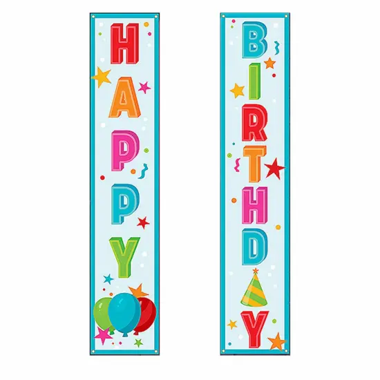 Happy Birthday Vertical Banner Set - 2 Pc. {4}