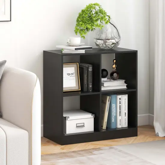 Costway 4-Cube Bookcase Floor Open Wooden Bookshelf Storage Cabinet Toy Organizer Black/White/Natural {5}