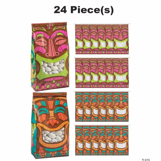 Tiki Tin Tie Paper Treat Bags with Window - 24 Pc. {1}