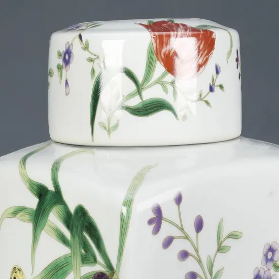 AA Importing Birds and Flowers Square Ginger Jar with Lid Multicolor {4}