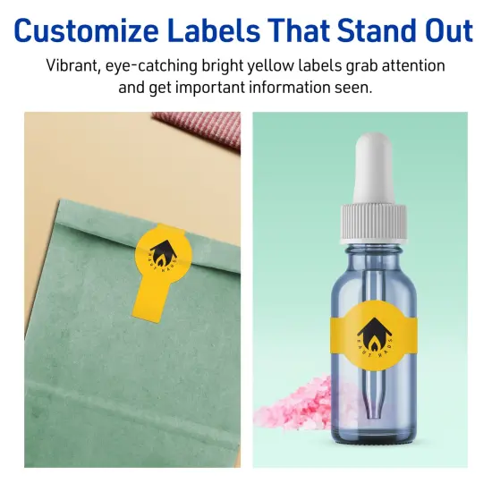 Avery Bright Yellow Paper Labels, 1.5" x 3.5" Wraparound {3}