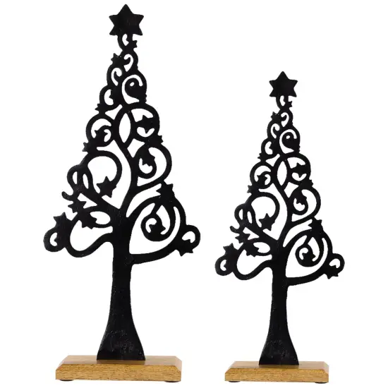 Northlight Starry Trees Metal Christmas Decorations - 18.5" - Black - Set of 2 {7}