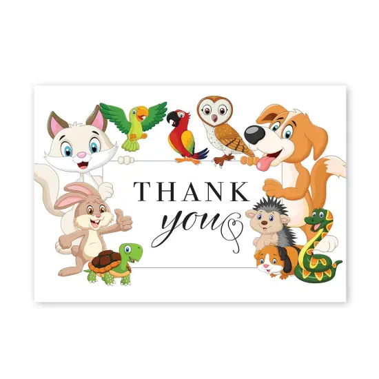 Great Papers! Whimsical Animal Pals Thank You Note Card and White Envelope, 4.875" x 3.375", 24 count {1}